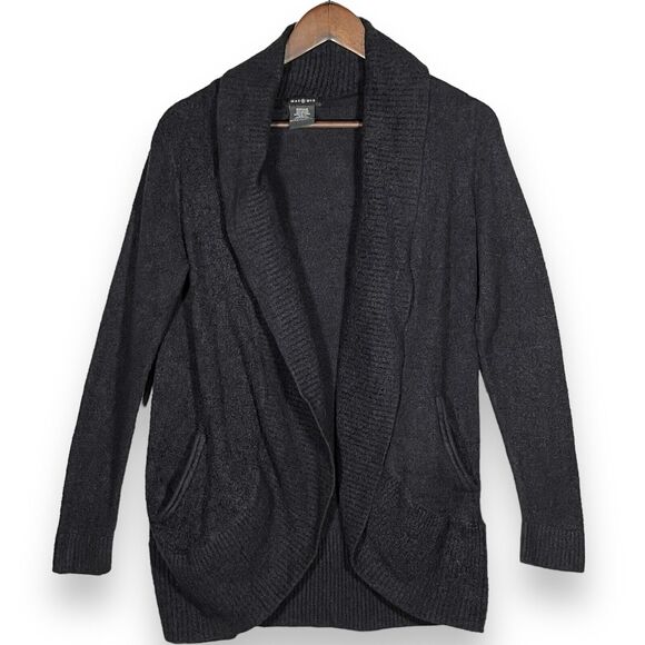 Max & Mia Open Cardigan Women Size S Black Pockets Stretch Long Sleeve Knit - Picture 1 of 12